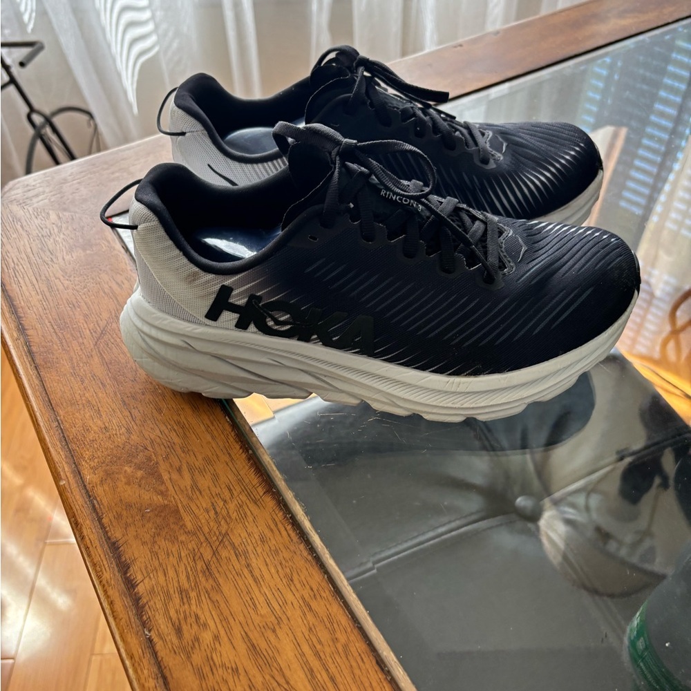 Hoka Black and White Athletic Shoes